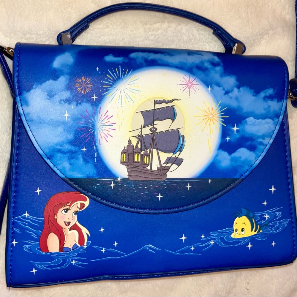 Loungefly The Little Mermaid Fireworks Glow In The Dark Satchel Crossbody Bag